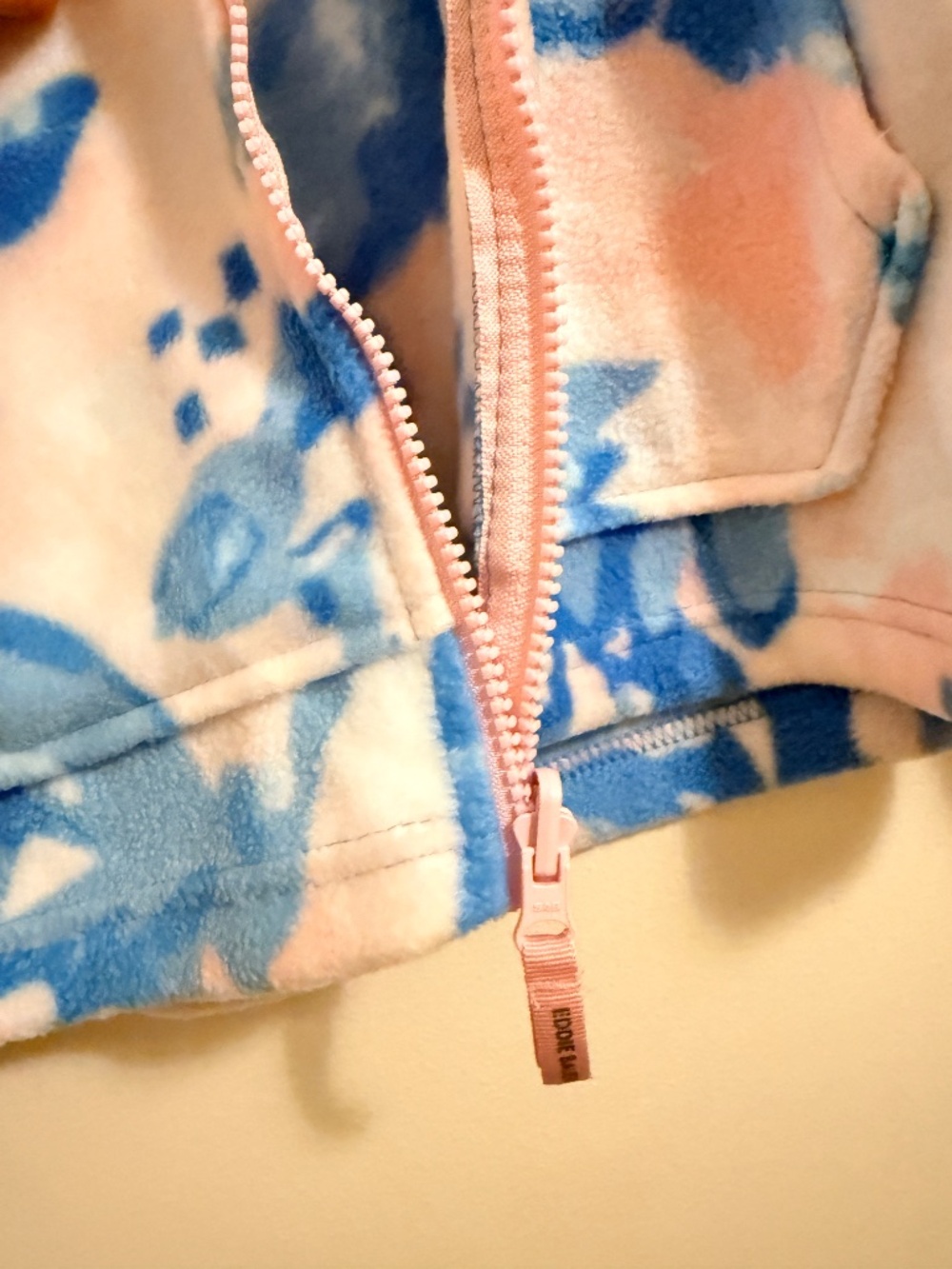 Eddie Bauer Kids Girls Fleece Jacket Size L (14/16) Blue Pink Floral Full Zip - Picture 12 of 14